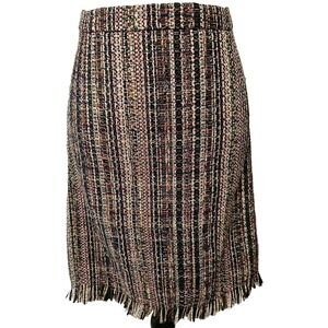 NWT Chelsea & Theodore $68 Multicolor Tweed Knit Fringe Hem Skirt Sz‎ 6 Academia